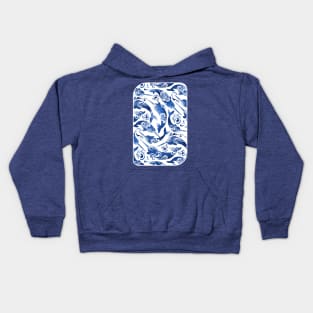 Whimsical Navy Blue Nursery Narwhals Kids Hoodie